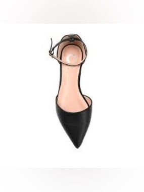 Reba Black Pointed Toe Ankle-Strap Flat Shoes Journee Collection New Size 8 Wide